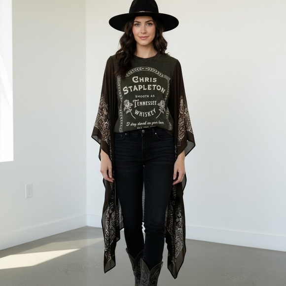 Bunny Mac Tops - 0067. One of a kind custom Chris Stapleton Poncho Top